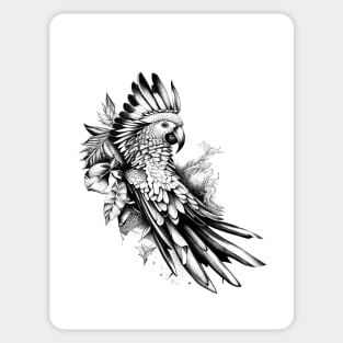 Parrot Wild Animal Nature Illustration Art Tattoo Sticker